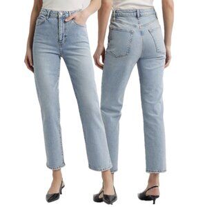 Frame Denim The Ruler High-Waist Ankle Straight-Leg Denim Jeans (Dolly Wash)